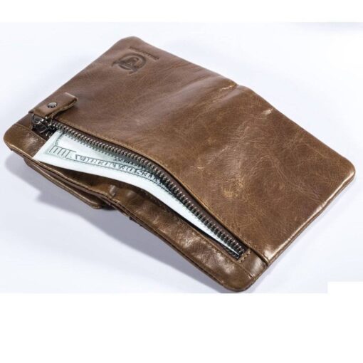 Bull Captain Men??s Genuine Leather Wallet Bifold Zippers Purse - Image 12