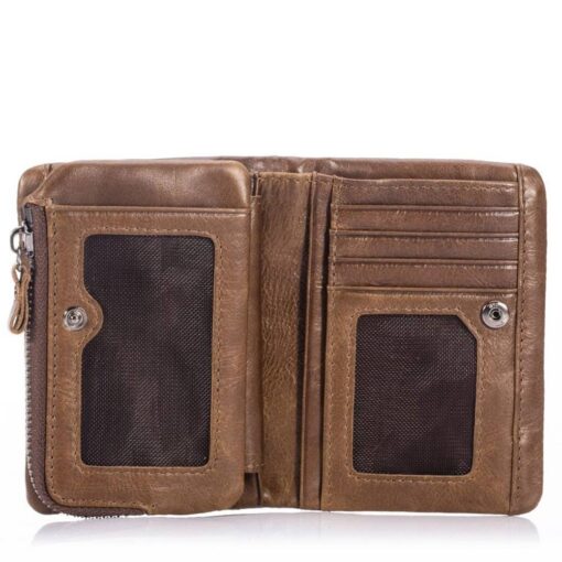 Bull Captain Men??s Genuine Leather Wallet Bifold Zippers Purse - Image 11