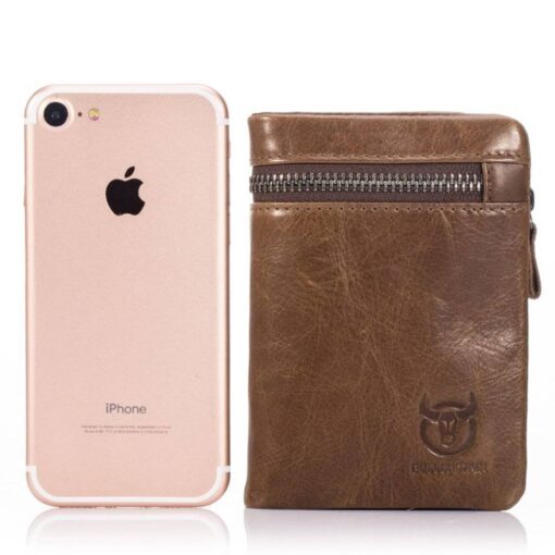 Bull Captain Men??s Genuine Leather Wallet Bifold Zippers Purse - Image 10