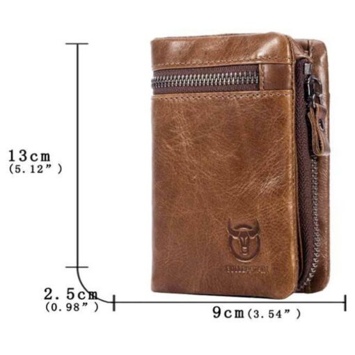 Bull Captain Men??s Genuine Leather Wallet Bifold Zippers Purse - Image 9