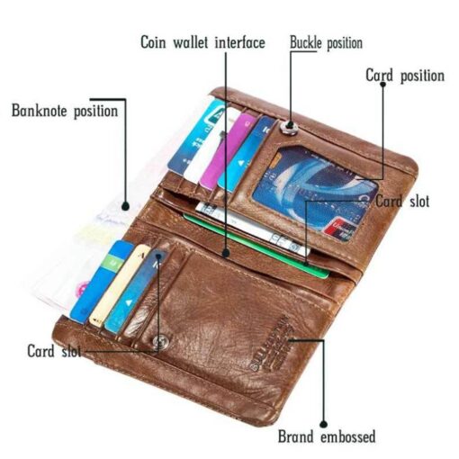 Bull Captain Men??s Genuine Leather Wallet Bifold Zippers Purse - Image 8