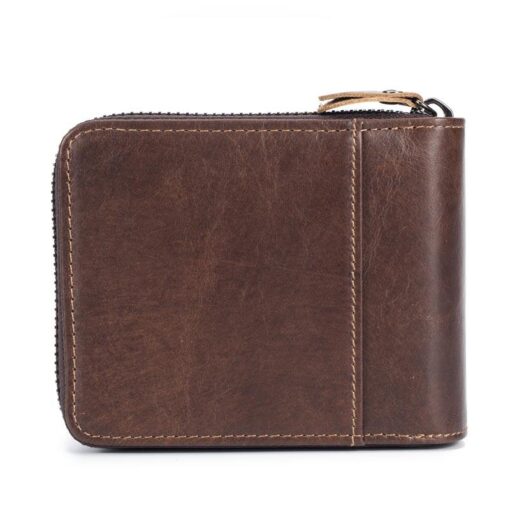 Bullcaptain Cowhide Short Wallet Zipper Coin Bag with 16 Card Slots - Image 12