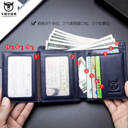 Bull Captain Mens Wallet Bifold Leather Wallet With 2 ID Windown - Image 22