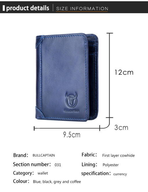Bull Captain Mens Wallet Bifold Leather Wallet With 2 ID Windown - Image 15