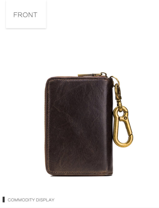 Bullcaptain Men Genuine Leather RFID Blocking 4 Card Holder Zipper Wallet and Key Case - Image 19