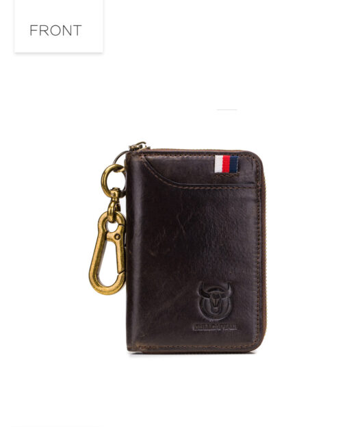 Bullcaptain Men Genuine Leather RFID Blocking 4 Card Holder Zipper Wallet and Key Case - Image 20