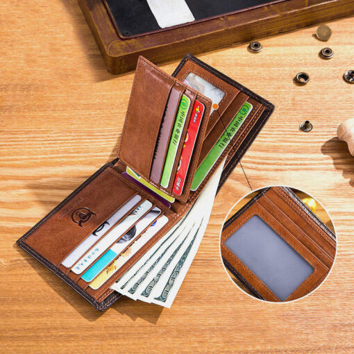 BULLCAPTAIN Men Genuine Leather Vintager RFID Blocking Anti-theft Wallet - Image 3