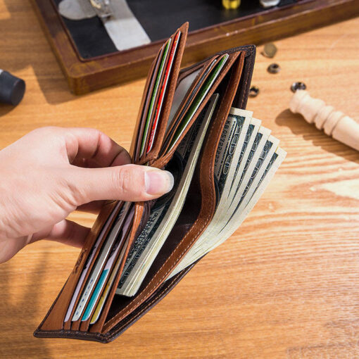 BULLCAPTAIN Men Genuine Leather Vintager RFID Blocking Anti-theft Wallet - Image 4