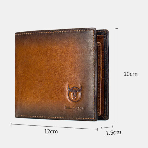 BULLCAPTAIN Men Genuine Leather Vintager RFID Blocking Anti-theft Wallet - Image 5