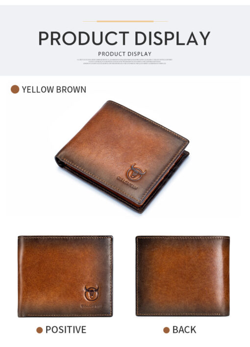 BULLCAPTAIN Men Genuine Leather Vintager RFID Blocking Anti-theft Wallet - Image 13