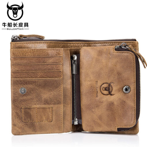 Bull Captain Vintage Men Wallet Leather Short Purse Coin Pocket - Image 4