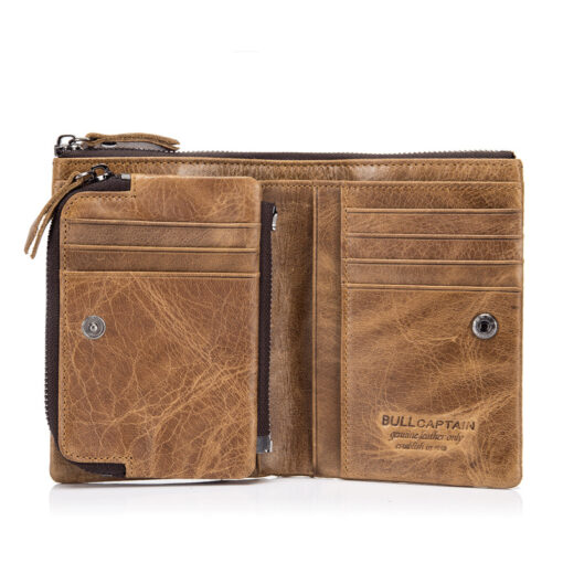 Bull Captain Vintage Men Wallet Leather Short Purse Coin Pocket - Image 16