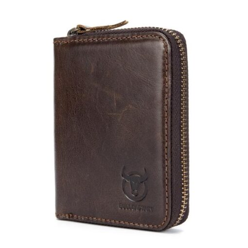 Bullcaptain Men RFID Blocking Secure Antimagnetic Genuine Leather 10 Card Slots Coin Bag Wallet - Image 2