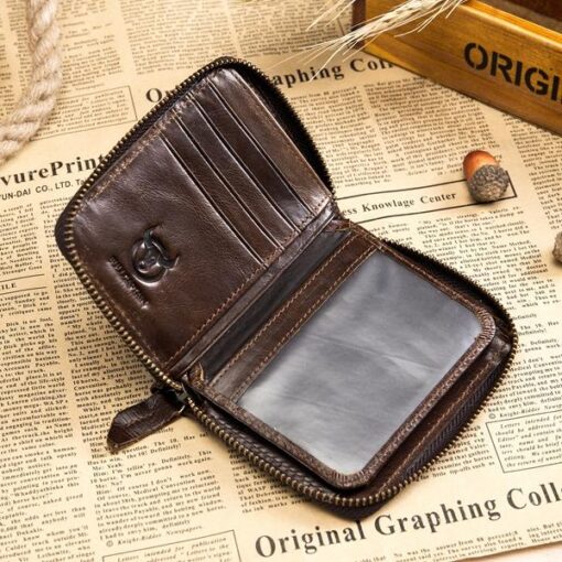 Bullcaptain Men RFID Blocking Secure Antimagnetic Genuine Leather 10 Card Slots Coin Bag Wallet - Image 4