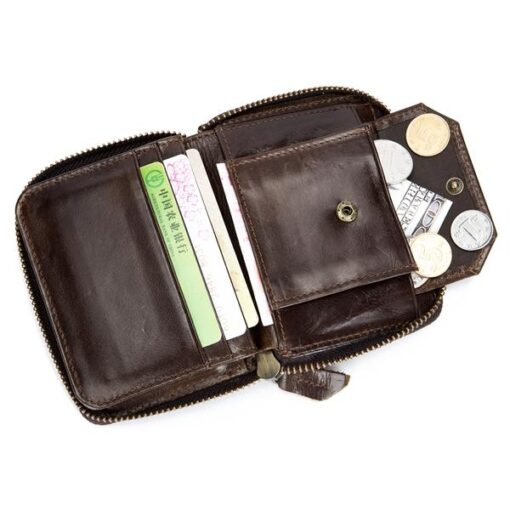 Bullcaptain Men RFID Blocking Secure Antimagnetic Genuine Leather 10 Card Slots Coin Bag Wallet - Image 7
