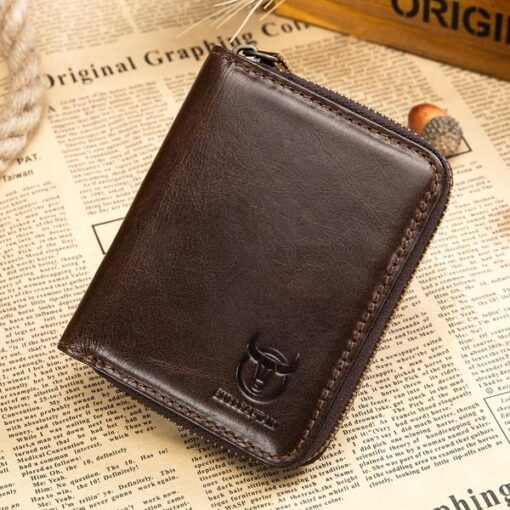 Bullcaptain Men RFID Blocking Secure Antimagnetic Genuine Leather 10 Card Slots Coin Bag Wallet - Image 9