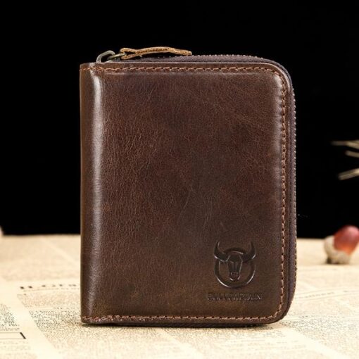 Bullcaptain Men RFID Blocking Secure Antimagnetic Genuine Leather 10 Card Slots Coin Bag Wallet - Image 10