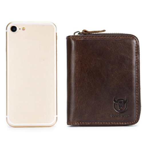 Bullcaptain Men RFID Blocking Secure Antimagnetic Genuine Leather 10 Card Slots Coin Bag Wallet - Image 11