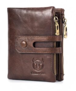 Bullcaptain RFID Antimagnetic Vintage Genuine Leather 14 Card Slots Coin Bag Wallet