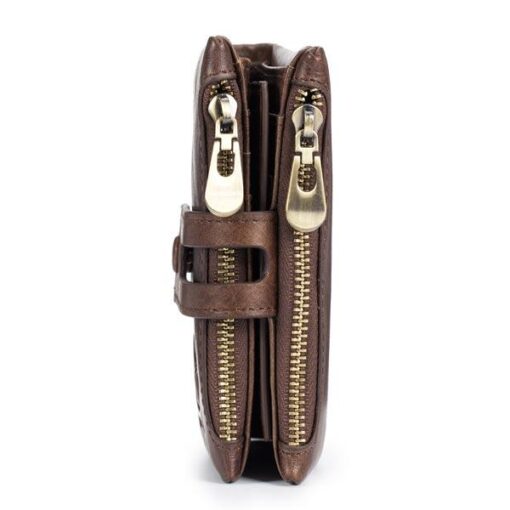 Bullcaptain RFID Antimagnetic Vintage Genuine Leather 14 Card Slots Coin Bag Wallet - Image 3