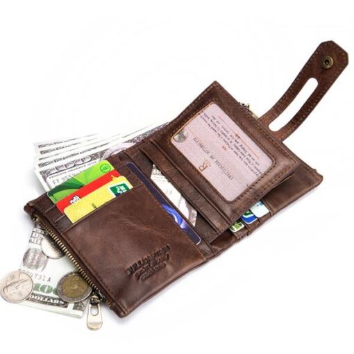 Bullcaptain RFID Antimagnetic Vintage Genuine Leather 14 Card Slots Coin Bag Wallet - Image 7