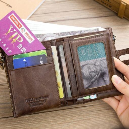 Bullcaptain RFID Antimagnetic Vintage Genuine Leather 14 Card Slots Coin Bag Wallet - Image 12