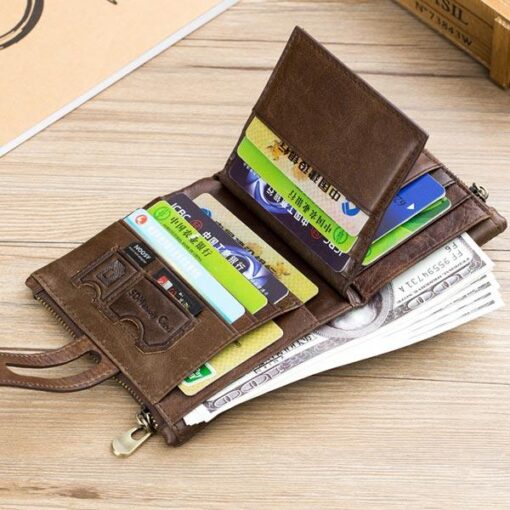 Bullcaptain RFID Antimagnetic Vintage Genuine Leather 14 Card Slots Coin Bag Wallet - Image 13