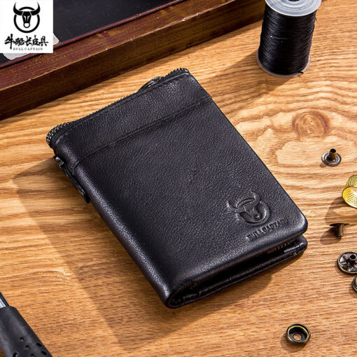 Bullcaptain Men Detachable Zipper Purse Genuine Leather Wallet QB050 Retro Fashion - Image 3