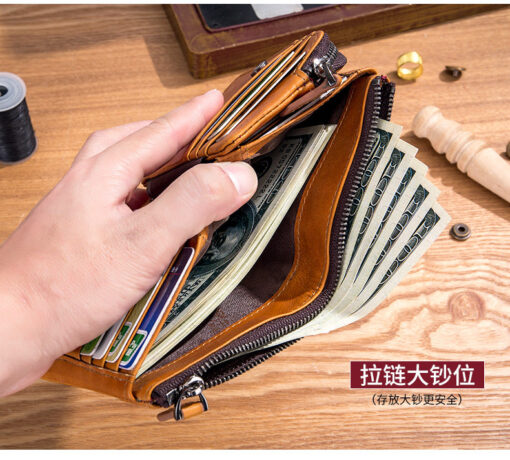 Bullcaptain Men Detachable Zipper Purse Genuine Leather Wallet QB050 Retro Fashion - Image 4