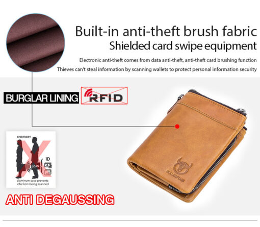 Bullcaptain Men Detachable Zipper Purse Genuine Leather Wallet QB050 Retro Fashion - Image 9