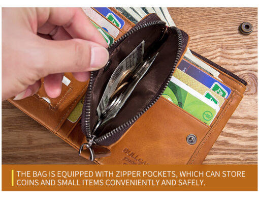 Bullcaptain Men Detachable Zipper Purse Genuine Leather Wallet QB050 Retro Fashion - Image 12