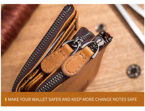 Bullcaptain Men Detachable Zipper Purse Genuine Leather Wallet QB050 Retro Fashion - Image 14