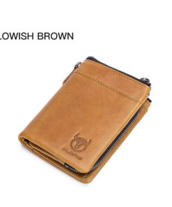 Bullcaptain Men Detachable Zipper Purse Genuine Leather Wallet QB050 Retro Fashion