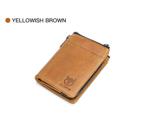 Bullcaptain Men Detachable Zipper Purse Genuine Leather Wallet QB050 Retro Fashion