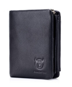 Bull Captain RFID Leather Men's Wallet Trifold with Coin Pocket Business Purse