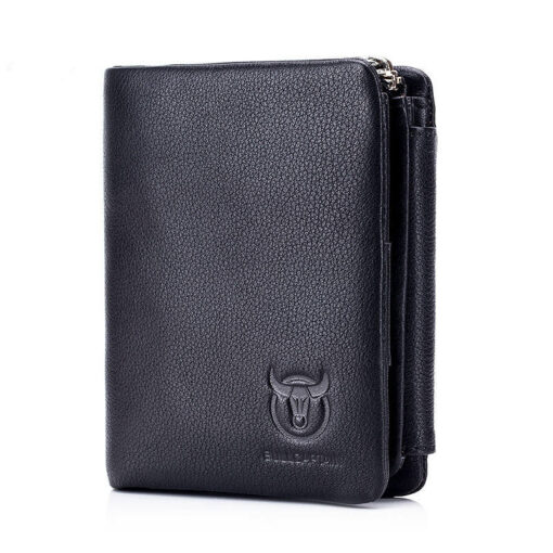 Bull Captain RFID Leather Men's Wallet Trifold with Coin Pocket Business Purse