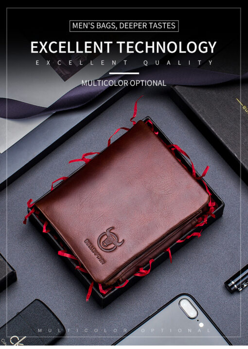 Bull Captain RFID Leather Men's Wallet Trifold with Coin Pocket Business Purse - Image 8