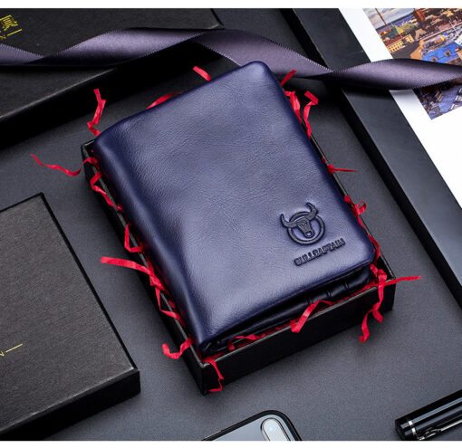 Bull Captain RFID Leather Men's Wallet Trifold with Coin Pocket Business Purse - Image 10