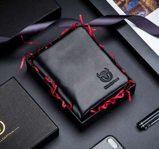Bull Captain RFID Leather Men's Wallet Trifold with Coin Pocket Business Purse - Image 12