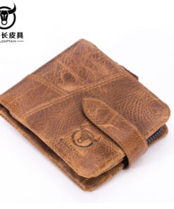 Bullcaptain Men Detachable Zipper Purse Genuine Leather Wallet Q806 10 Card position