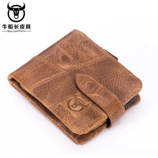 Bullcaptain Men Detachable Zipper Purse Genuine Leather Wallet Q806 10 Card position