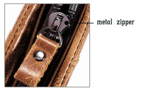 Bullcaptain Men Detachable Zipper Purse Genuine Leather Wallet Q806 10 Card position - Image 5