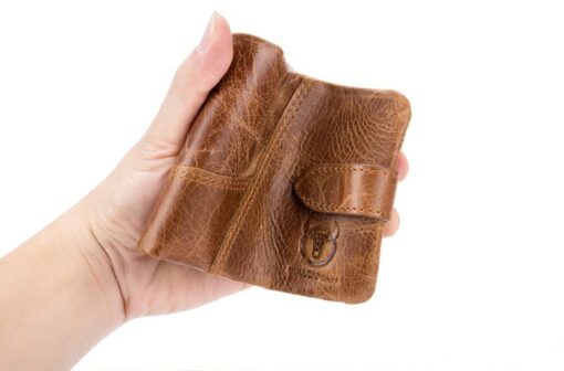 Bullcaptain Men Detachable Zipper Purse Genuine Leather Wallet Q806 10 Card position - Image 9