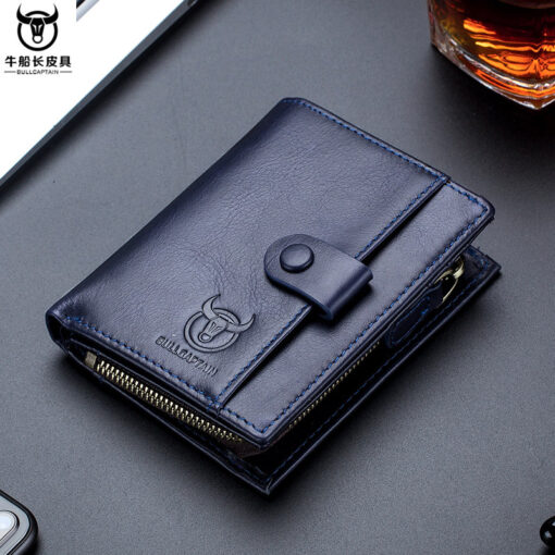 Bullcaptain Men Cowhide Retro 10 Card Photo Slots Zipper Coin Bag Long Purse Short Wallet QB038 - Image 8