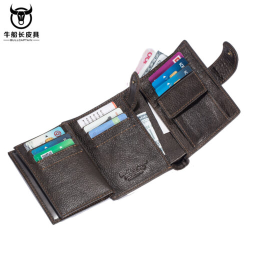 Bull Captain Leather Mens Wallets Vintage Coin Purse With 2 ID Window - Image 2