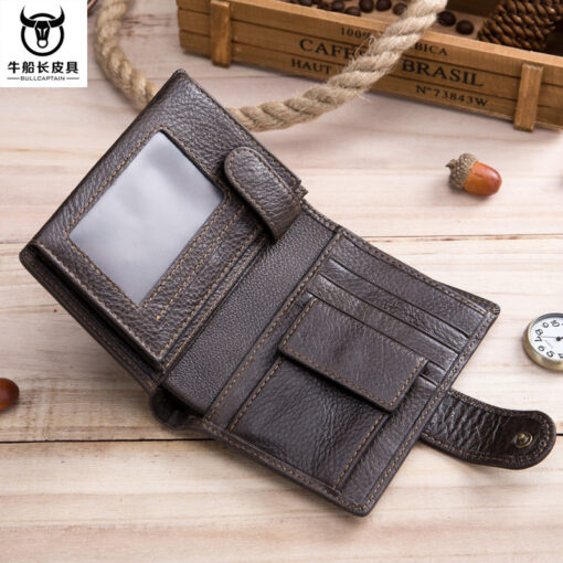 Bull Captain Leather Mens Wallets Vintage Coin Purse With 2 ID Window - Image 4