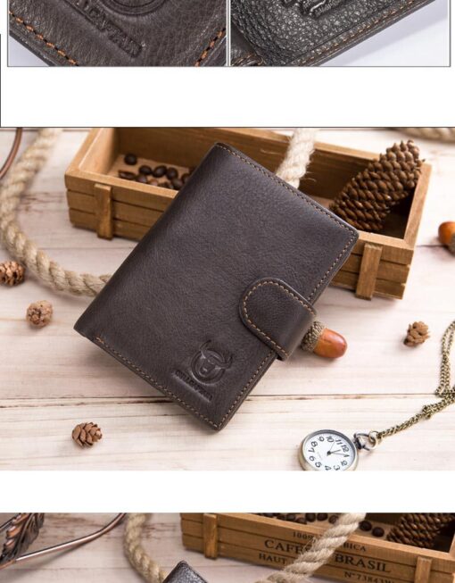 Bull Captain Leather Mens Wallets Vintage Coin Purse With 2 ID Window - Image 6