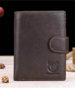 Bull Captain Leather Mens Wallets Vintage Coin Purse With 2 ID Window