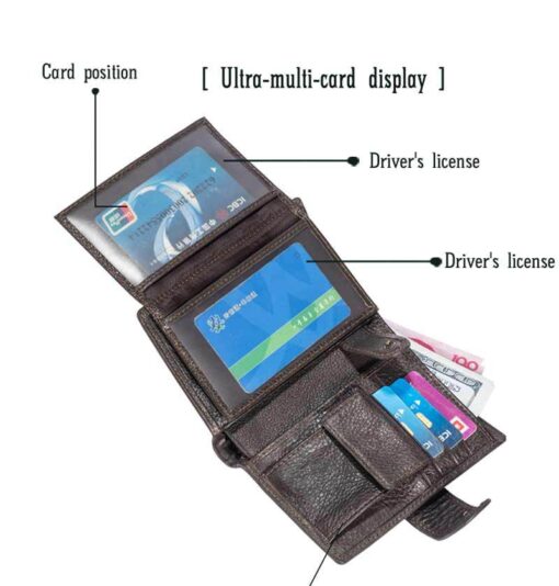 Bull Captain Leather Mens Wallets Vintage Coin Purse With 2 ID Window - Image 10