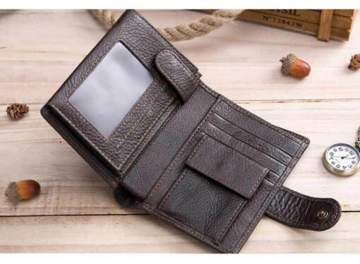 Bull Captain Leather Mens Wallets Vintage Coin Purse With 2 ID Window - Image 11